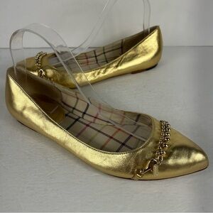 Coach Gold Flats with Chain Accent